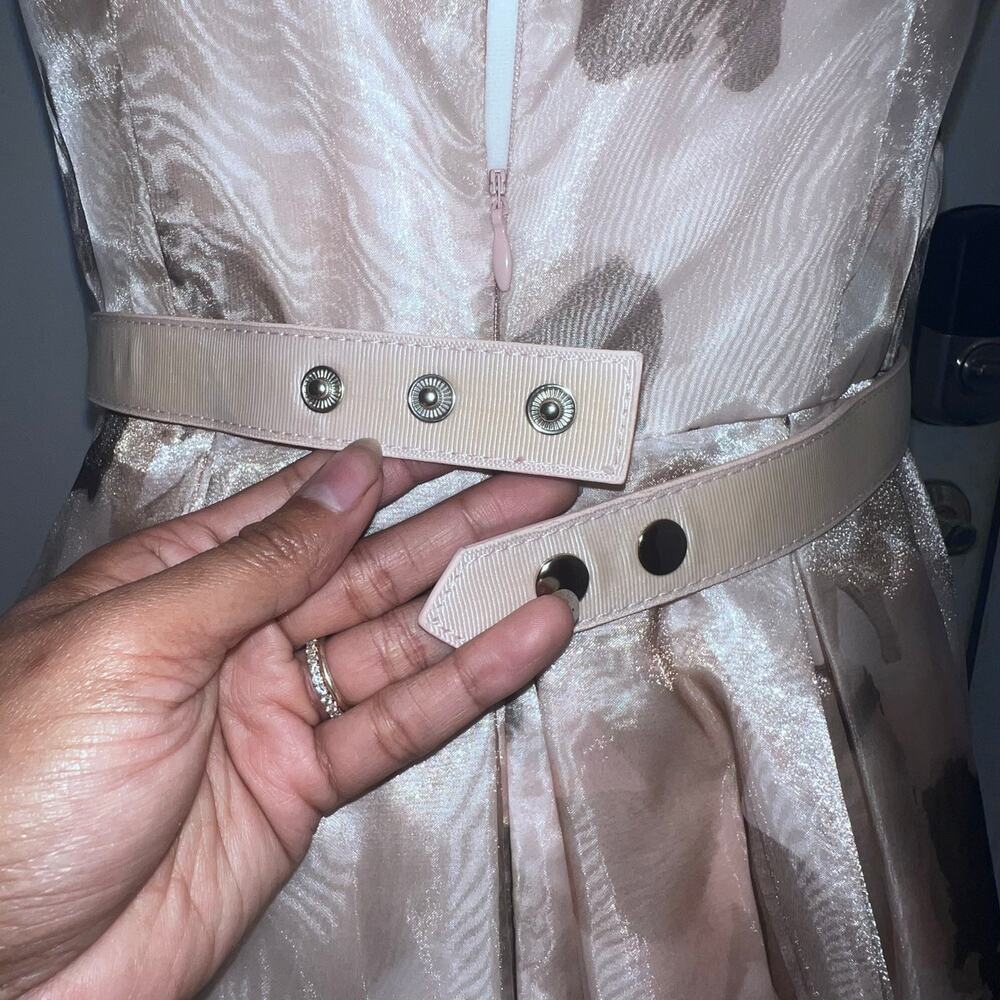 NWOT Eliza J Floral Organza Embellished Champagne Metallic Jacquard Ball Gown 6 - Picture 12 of 12